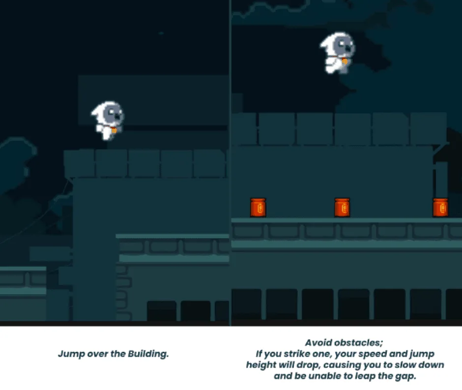 Gameplay with the level's obstacle rules annotated