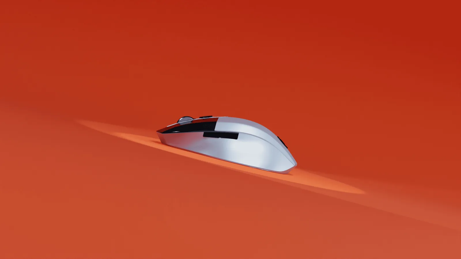 The mouse on an orange surface, wide render