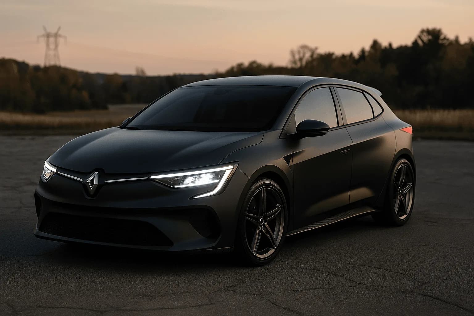 The Zenix three-quarter front, dusk exterior render